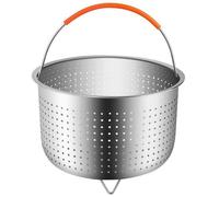 Panier vapeur inox avec poignée en silicone pour autocuiseur Instant Pot, idéal pour cuire légumes, œufs et fruits facilement.
