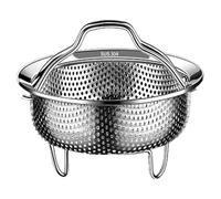 Panier vapeur - Panier vapeur en acier inoxydable | Panier à riz en acier | Panier vapeur avec poignée et pied de base pour autocuiseurs | Acier inoxydable avec insert de poignée pour casseroles