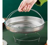 Panier vapeur pour la cuisine, utilisation multiple comme rondelle de riz, pâtes, fruits, panier vapeur en acier inoxydable avec poignée et pied de base, insert de panier vapeur, passoire et rondelle