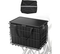 VEVOR Panier Arrière de Vélo Pliable Fil Métallique, 340x210x225 mm, avec Sac Amovible, Housse Imperméable, Dégagement Rapide, pour Transport Chiens, Animaux de Compagnie, Fruits et Légumes, Courses