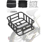 VEVOR Panier Arrière de Vélo de Taille Moyenne, avec Filet de Chargement, Doublure et Housse Imperméable, pour Transport Chiens, Animaux de Compagnie, Fruits et Légumes, Courses, Outils Montage Inclus