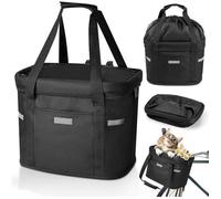 Panier Velo Avant,Panier Velo Chien Amovible Panier Polyvalent de Poignée de Bicyclette Panier à Vélo Avant Pliable pour VTT,Noir