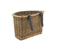 Panier vélo en osier brut et buff avec sangles