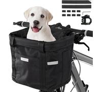 Panier Vélo Pliant,Amovible Vélo Guidon Panier,Sacoche Avant De Bicyclette,Panier De Vélopour Vtt,Pique-Nique,Shopping,Petit Animal Domestique (Noir)