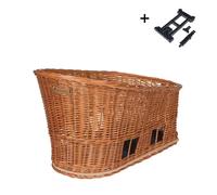 Basil Panier arrière vélo Pasja Mik 50 cm 38 l osier tressé à la main MIK verrouillable Noir Natural