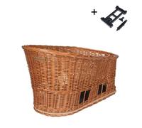 Panier vélo pour chien - BASIL - Pasja L MIK 2.0 - Osier tressé main - Plaque MIK 2.0 in oussin amovible lavable