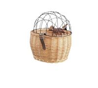 Panier Vélo pour Chien Panier de Guidon Avant de vélo en Osier tissé à la Main, Porte-Chien avec Couvercle, Panier de vélo, Sac Avant, Accessoires de Cyclisme(A Beige)