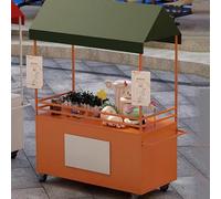 Panier Vente Automatique Mobile Avec Baldaulin Imperméable, Panier Nourriture Roulant À Vendre, Roues Verrouillables Pivotantes À 360°(Orange,140cm/55.1in)