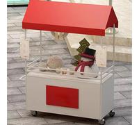 Panier Vente Automatique Mobile Avec Baldaulin Imperméable, Panier Nourriture Roulant À Vendre, Roues Verrouillables Pivotantes À 360°(White,140cm/55.1in)