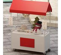 Panier Vente Automatique Mobile Avec Baldaulin Imperméable, Panier Nourriture Roulant À Vendre, Roues Verrouillables Pivotantes À 360°(White,160cm/63in)