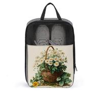 Panier vintage avec marguerites blanches et jaunes Sac à chaussures pour voyage usage quotidien Sac de rangement anti-poussière Pochette à chaussures de golf