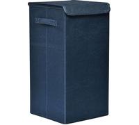Tendance - Paniere a linge pliable tissu polyester/mdf - bleu canard
