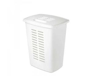 Panière à linge sale grand volume 60 litres avec poignées - Blanc