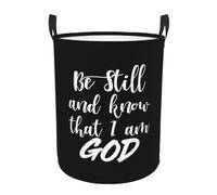 Panière À Linge Sale Soyez Tranquille Et Sachez Que Je Suis Dieu Élégant Bac Linge Pratique Rangement Bac Pour Buanderie Dortoir Jouets 34X42Cm