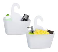 Panière de Douche Plastique à Suspendre - 2 Paniers de Rangement - Blanc - 28x12x31cm