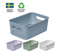 SmartStore Panier de Rangement avec Poignées Blanc 5,6L (29,5x20,5x12cm) I Panier en Plastique Recyclé I Essence M Boîte de Rangement I Boîtes avec 10 Ans de Garantie