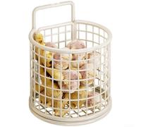 Paniers à fruits en métal pour cuisine, organiseur de rangement mural en fil de fer, organiseur de cuisine, support ventilé pour ail, oignons, épices - 26 x 19,5 x 13 cm (1 blanc)