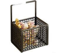 Paniers à fruits en métal pour cuisine, panier de rangement mural en fil de fer, organiseur de cuisine, support ventilé pour ail, oignons, épices - 26 x 19,5 x 13 cm (2 noirs)