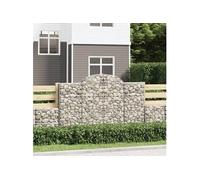 vidaXL Paniers à gabions arqués 11 pcs 200x50x120/140 cm Fer galvanisé, gabion, cage de gabion, panier de mur de gabion, mur 3146350 Beige G