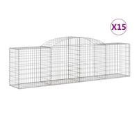 Paniers À Gabions Arqués 15 Pcs 300x50x80/100 Cm Fer Galvanisé Vidaxl Vidaxl