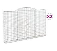 Paniers À Gabions Arqués 2 Pcs 300x30x180/200 Cm Fer Galvanisé Vidaxl Vidaxl