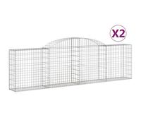 Paniers à gabions arqués 2 pcs 300x30x80/100 cm fer galvanisé, gabion, cage de gabion, panier de mur de gabion, mur 3146503
