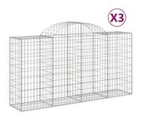 Paniers À Gabions Arqués 3 Pcs 200x50x100/120 Cm Fer Galvanisé Vidaxl Vidaxl