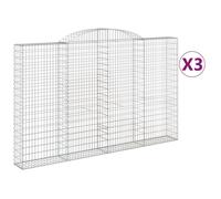 Paniers À Gabions Arqués 3 Pcs 300x30x180/200 Cm Fer Galvanisé Vidaxl Vidaxl