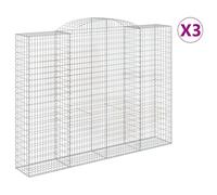 Paniers À Gabions Arqués 3 Pcs 300x50x220/240 Cm Fer Galvanisé Vidaxl Vidaxl