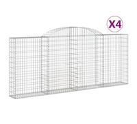 Paniers à gabions arqués 4 pcs 300x30x120/140 cm fer galvanisé gabion vidaXL