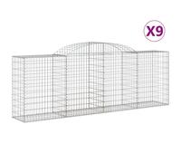 Paniers À Gabions Arqués 9 Pcs 300x50x100/120 Cm Fer Galvanisé Vidaxl Vidaxl