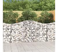 Paniers a Gabions Arques 9 Pcs, Mur de Soutenement en Cage de Pierre, Barriere de Jardin Decorative et Insonorisante, 200x30x100/120 cm en Fer Galvanise 3.5mm pour Terrasse, Cour, Cloture