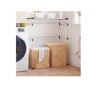 vidaXL Paniers à linge Hyacinthe d'eau 355183 2 pièces Blanc G