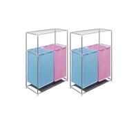 2x Paniers à Linge à 2 Sections et une Etagère pour Séchage Vêtement vidaXL