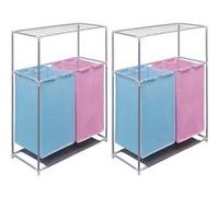 Paniers à linge à 2 sections 2 pcs et une étagère pour séchage rose ou bleu G