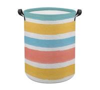Paniers à linge à rayures horizontales couleur été corail turquoise panier à linge panier à linge imperméable pliable panier de rangement vêtements sales panier à linge pour salon salle de bain