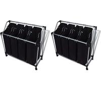 Paniers à linge avec poches 2 pièces noir et gris