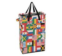Paniers à linge avec poignée robuste - Panier à linge pliable pour adolescente - Panier à vêtements sales pour chambre d'enfant - Collage de drapeaux de la nation