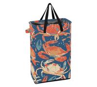 Paniers à linge avec poignées - Paniers à linge debout pour garçons et filles - Panier à vêtements pour chambre d'enfant - Crabes rouges sur bleu