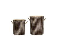 Paniers à linge (lot de 2) jonc de mer naturel et marron HDLaundry