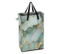 Paniers à linge pliables avec poignée robuste pour adolescente, salle de bain, marbre, vert sauge, blanc