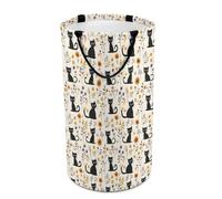 Paniers à linge pliables pour dortoir - Grand panier à linge pliable à motif de chat noir à fleurs rondes pour bébés et enfants, 135 L, panier à linge sale pour garçons et filles, décoration de