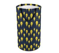 Paniers à linge pliables pour dortoir - Grand panier à linge rond avec imprimé de lumières bleu marine et jaune, 135 L, panier à linge sale pour garçons et filles, décoration de chambre d'enfant