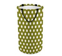 Paniers à linge pliables pour dortoir - Grand panier à linge rond pliable à pois vert olive foncé pour bébés et enfants, 135 L, panier à linge sale pour garçons et filles, décoration de chambre