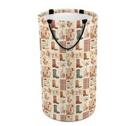 Paniers à linge pliables pour dortoir - Grandes bottes de cowboy rondes à imprimé floral pour bébés et enfants, panier à linge sale pour garçons et filles, 135 L, panier à linge sale pour chambre de