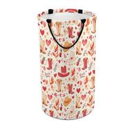 Paniers à linge pliables pour dortoir - Grandes bottes rondes avec chapeau de cowboy imprimé cœur, panier à linge pliable pour bébés et enfants, panier à linge sale pour garçons et filles, décoration