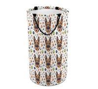 Paniers à linge pliants pour chambre à coucher - Grands paniers à linge ronds et amusants avec imprimé berger allemand, panier à linge pliable pour bébé et enfant, 135 L, panier à linge