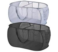 Paniers à Linge Pop-Up,Lot De 2 Paniere A Linge Pliable Avec Poche LatéRale, Filet Sac à Linges Panier,Corbeille A Linges Pliable Pour Buanderie Et Camping