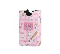 Paniers à linge roses à motif de labyrinthe de baseball et cubes de rangement pliables imperméables avec poignée robuste pour jouets garde-manger 51 l