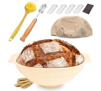 Paniers à pain Banneton en silicone, kit de démarrage de panier à pain rond, panier de cuisson pliable, ensemble de pots de démarrage au levain, bol de cuisson pour lever la pâte, moule à pain